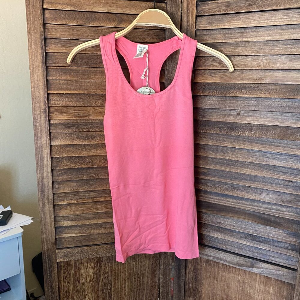 C'est Moi Bamboo 1x1 Rib Racer Back Top Sunkist Coral